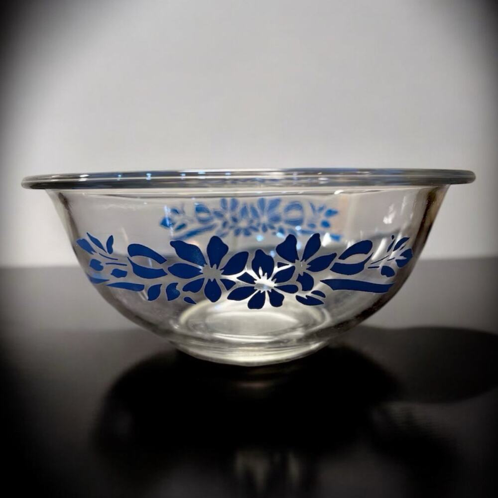 Pyrex Blue Ribbon Serving Mixing Bowl 2 Pc Set made in USA 322 325 - Picture 2 of 9